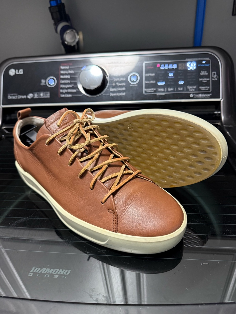 Ecco Soft 7 Leather Sneakers Cognac Brown Men's Size 45 (US 11) Extra Width